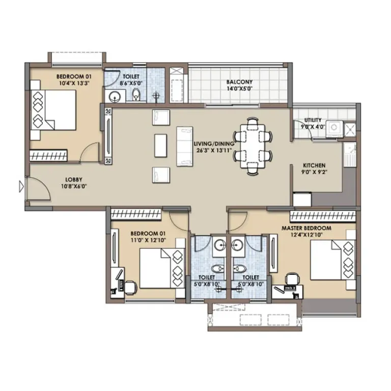 Unit Floor Plan at Godrej Verano at Sector 60 & 63A, Gurugram